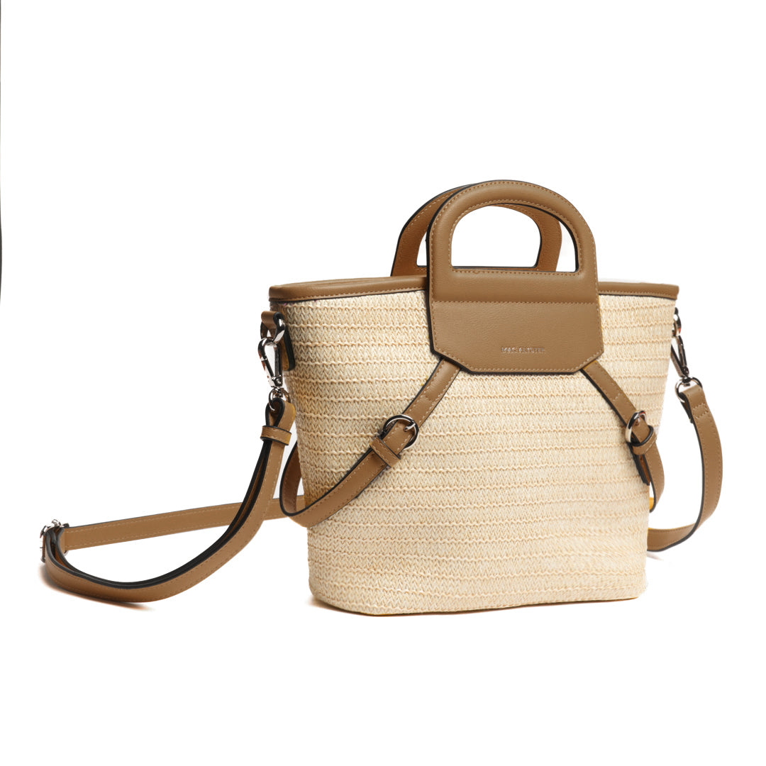 Sac porté main RIVIERA en matière synthétique TAUPE de trois-quarts