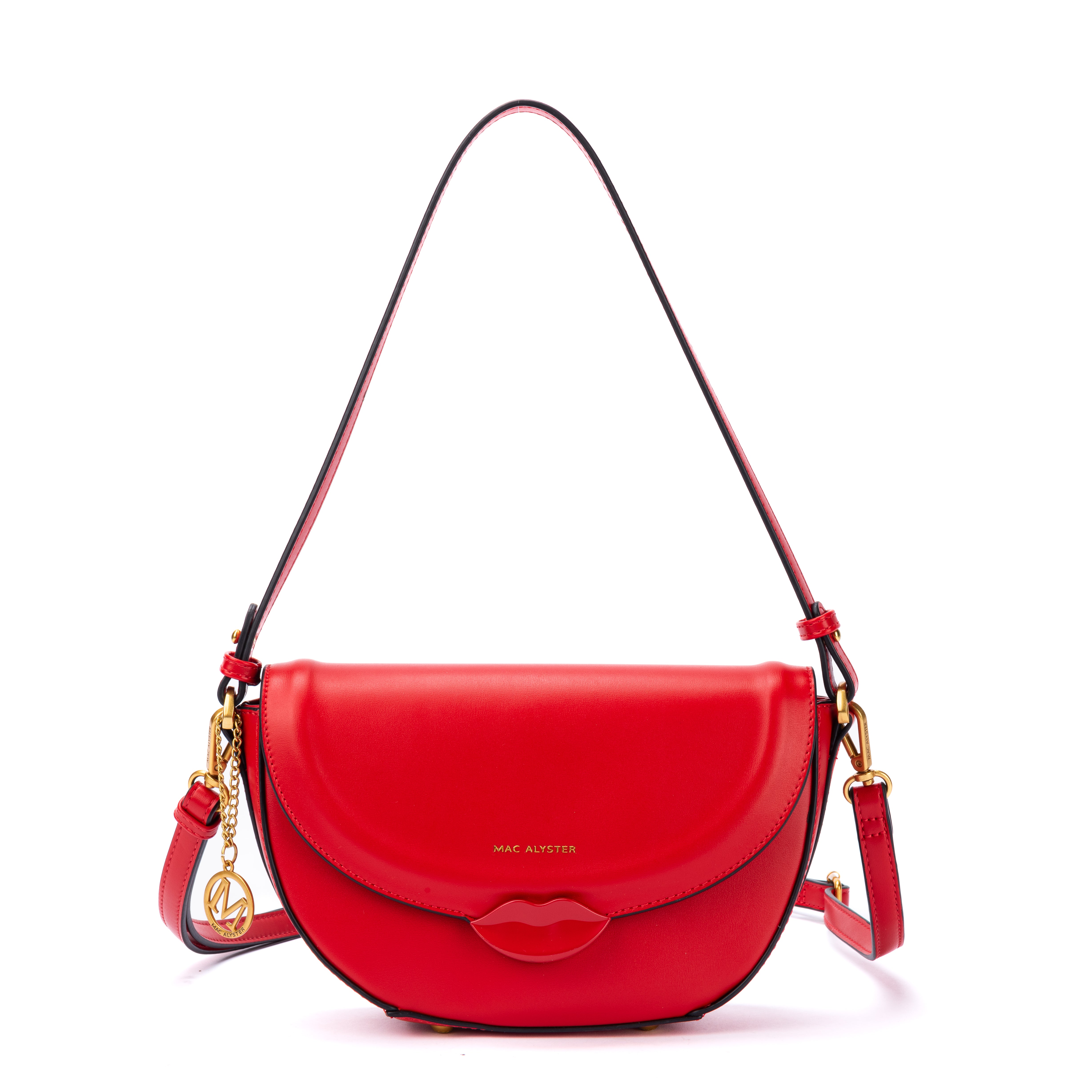 Petit sac à rabat KISS ME en matière synthétique ROUGE de face