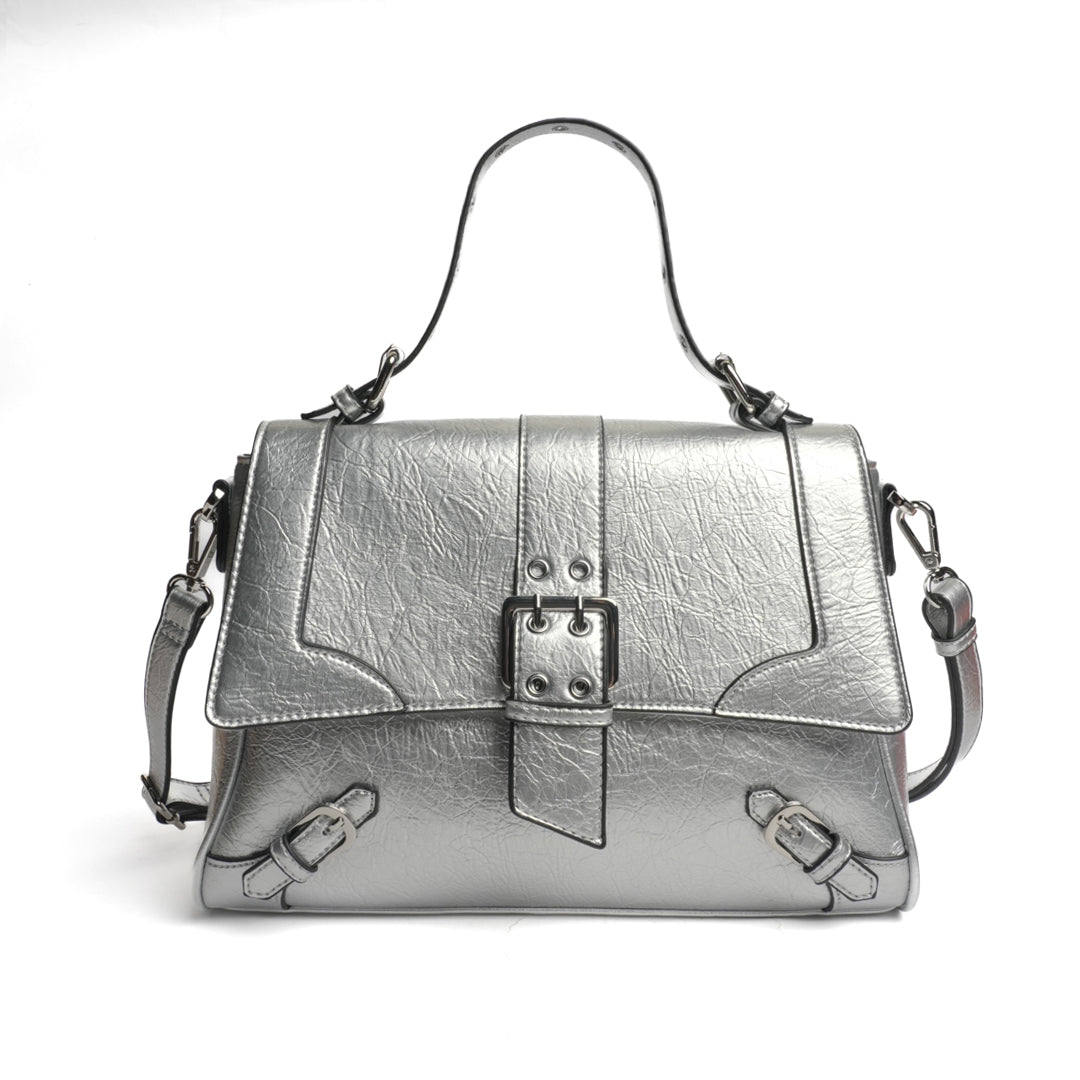 Sac porté main ATTRACTION en matière synthétique ARGENT de face