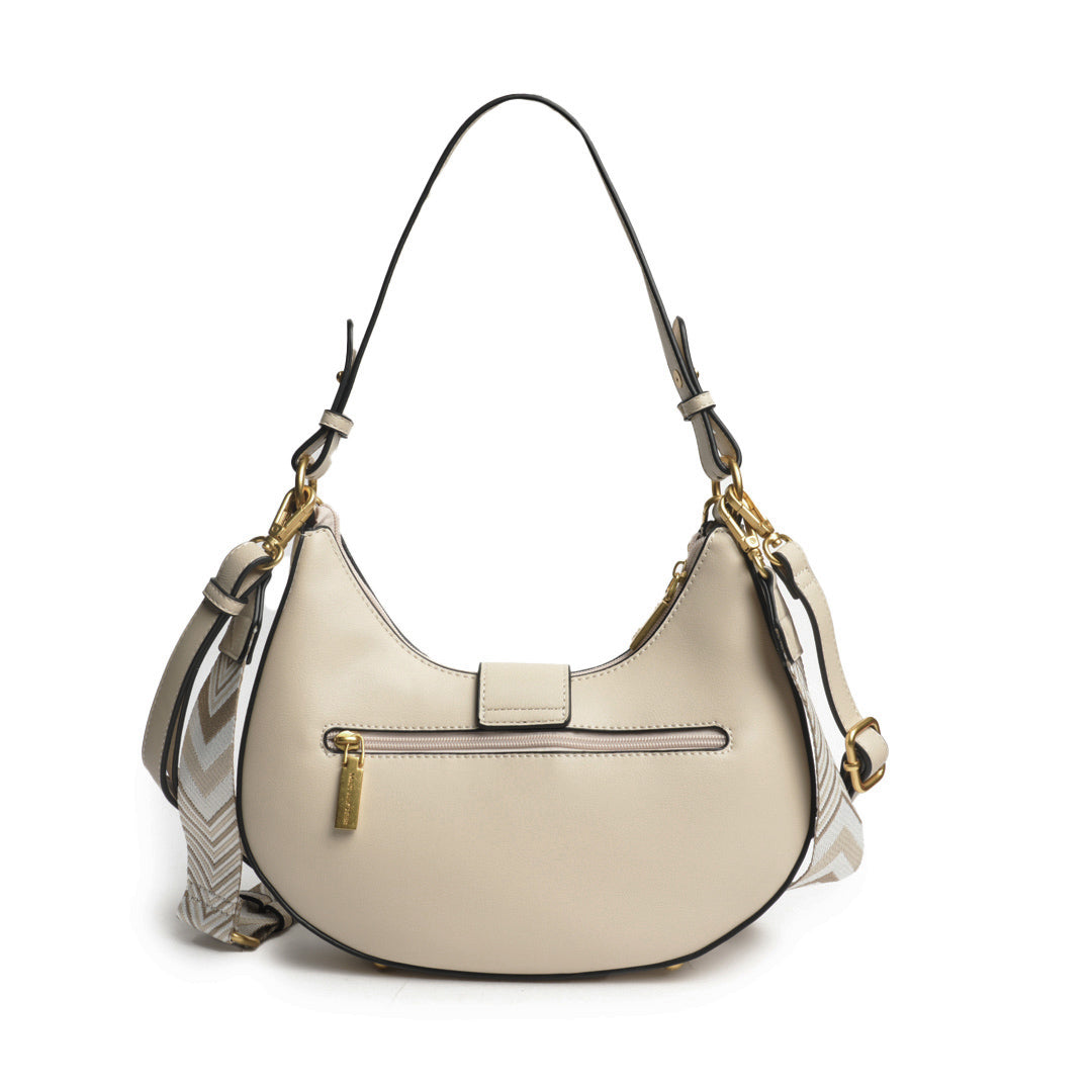 Sac demi-lune DESINVOLTE en matière synthétique BEIGE de dos