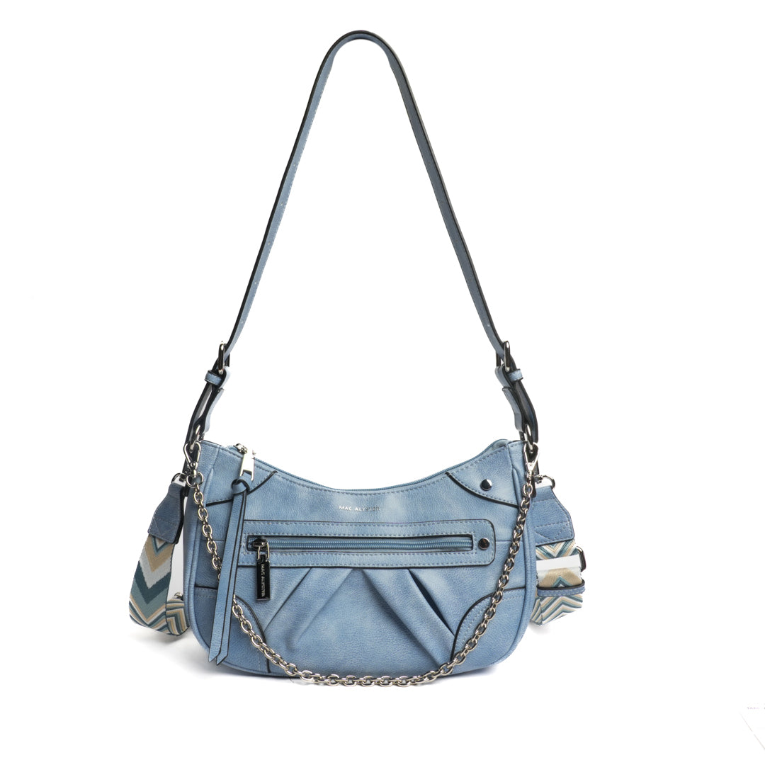 Sac demi-lune COSMIQUE en matière synthétique BLEU de face