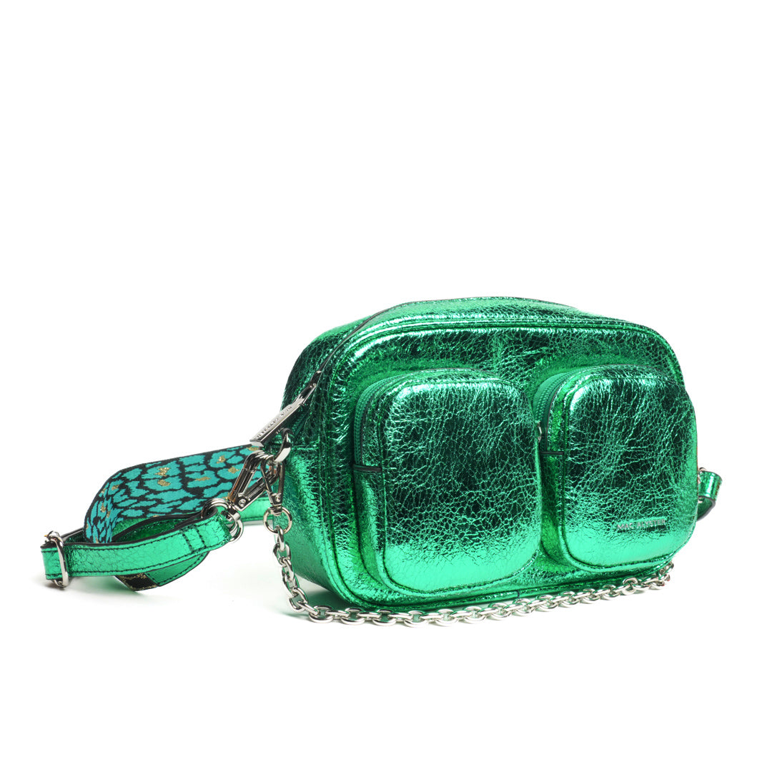 Camera bag avec poches LIBERTY en matière synthétique VERT IRISE de trois-quarts