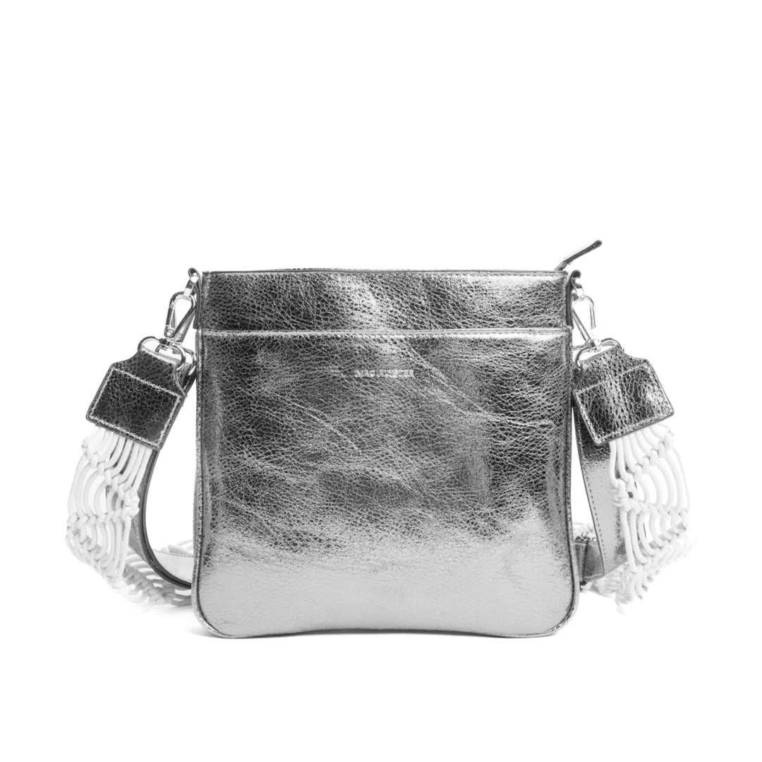 Sac trotteur NYMPHE en matière synthétique ARGENT IRISE de face