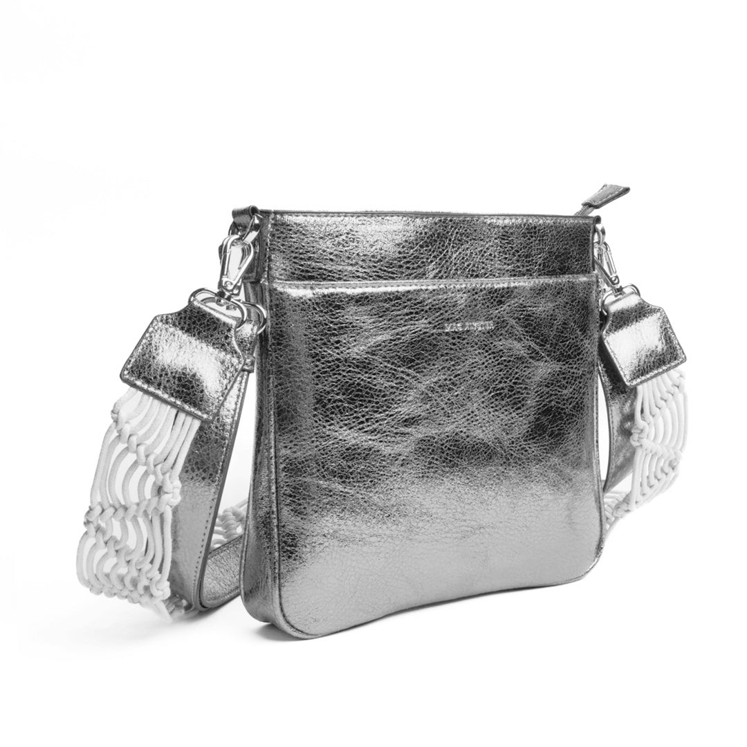 Sac trotteur NYMPHE en matière synthétique ARGENT IRISE de trois-quarts