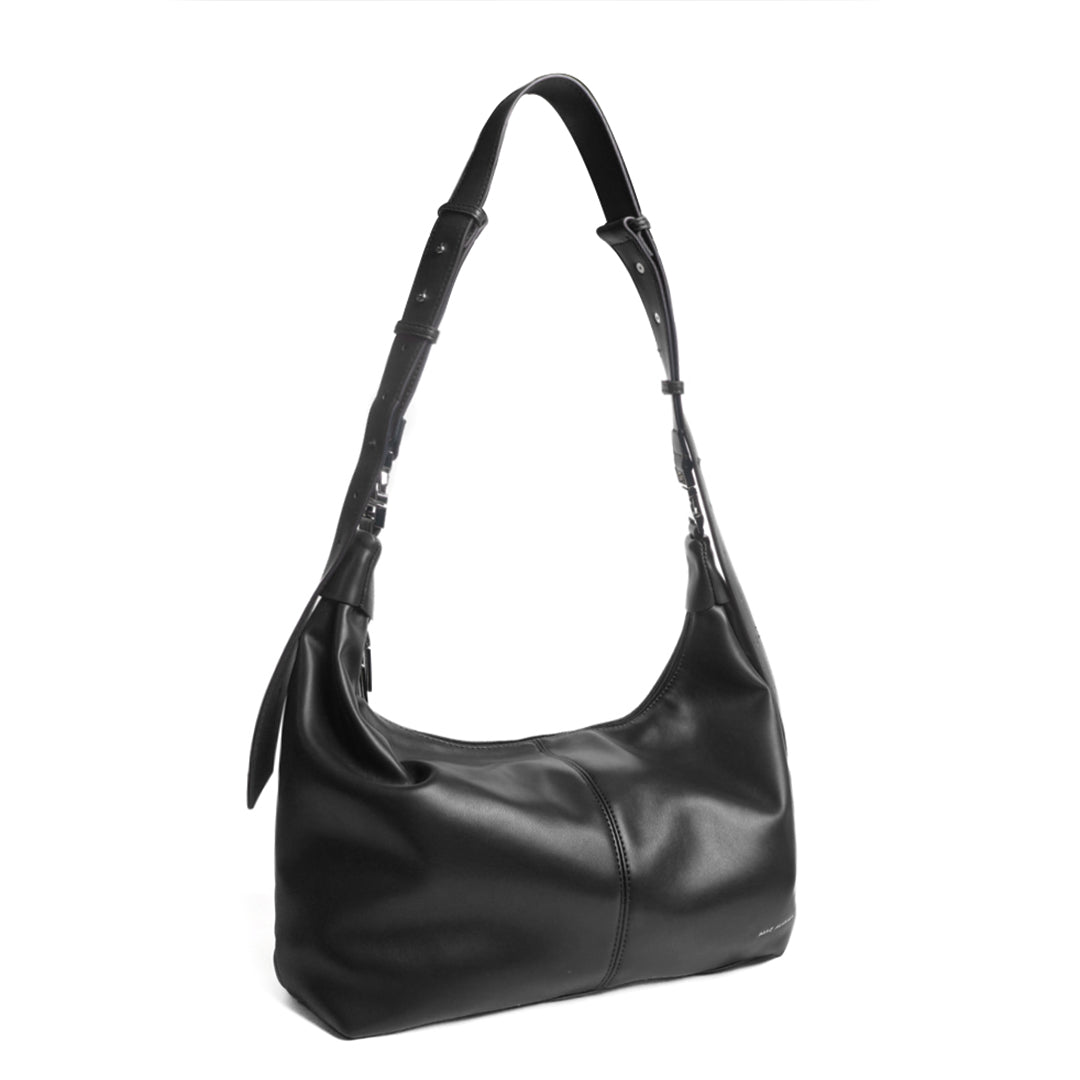 Sac fourre-tout MOON en cuir synthétique NOIR de trois-quarts