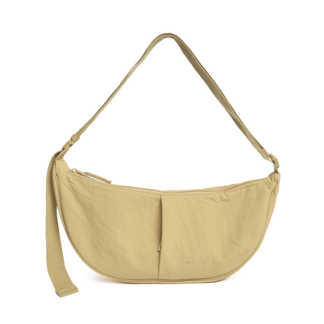 Sac demi-lune PLUME en matière synthétique BEIGE de face