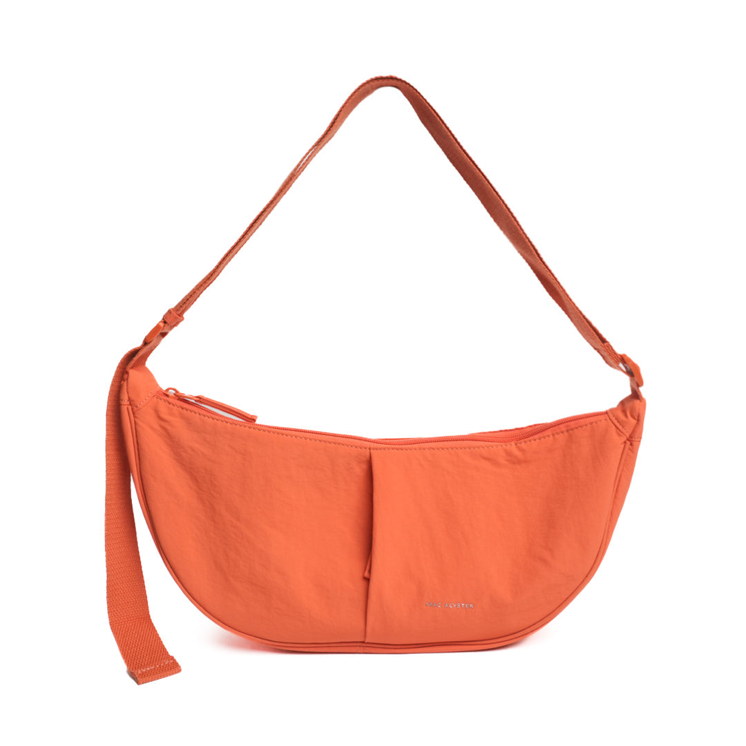 Sac demi-lune PLUME en matière synthétique orange de face