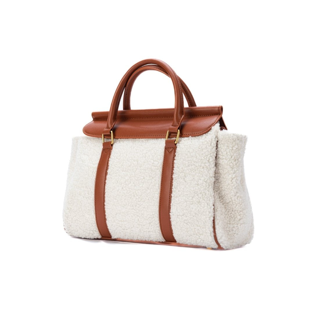 Sac porté main FRISSON en matière synthétique CAMEL de trois-quarts