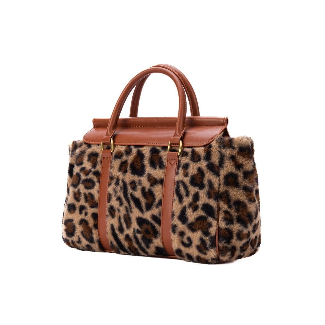 Sac porté main FRISSON en matière synthétique LEOPARD de trois-quarts