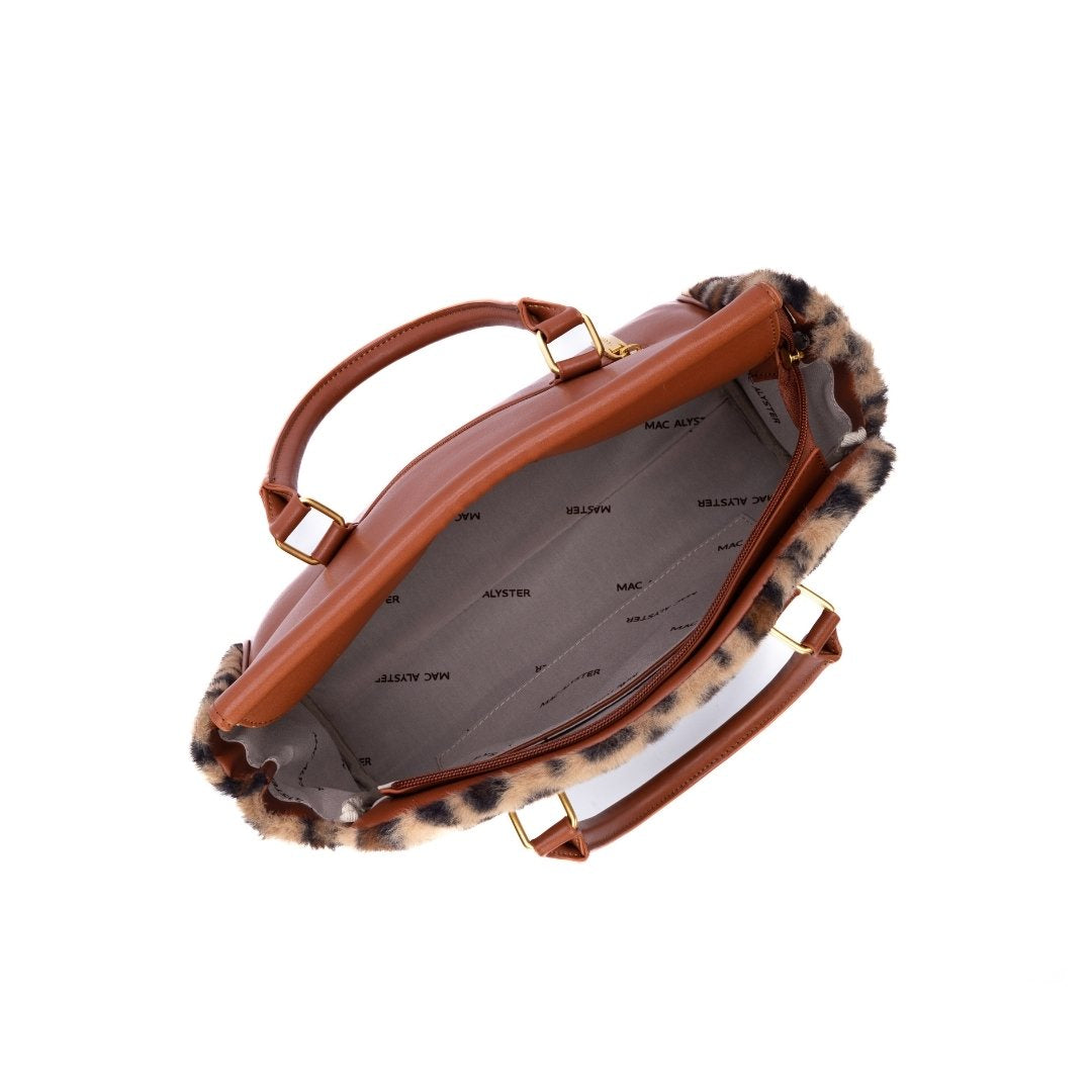 Sac porté main FRISSON en matière synthétique LEOPARD de haut