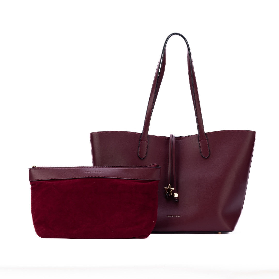 Sac shopping COUTURE en matière synthétique BURGUNDY de face