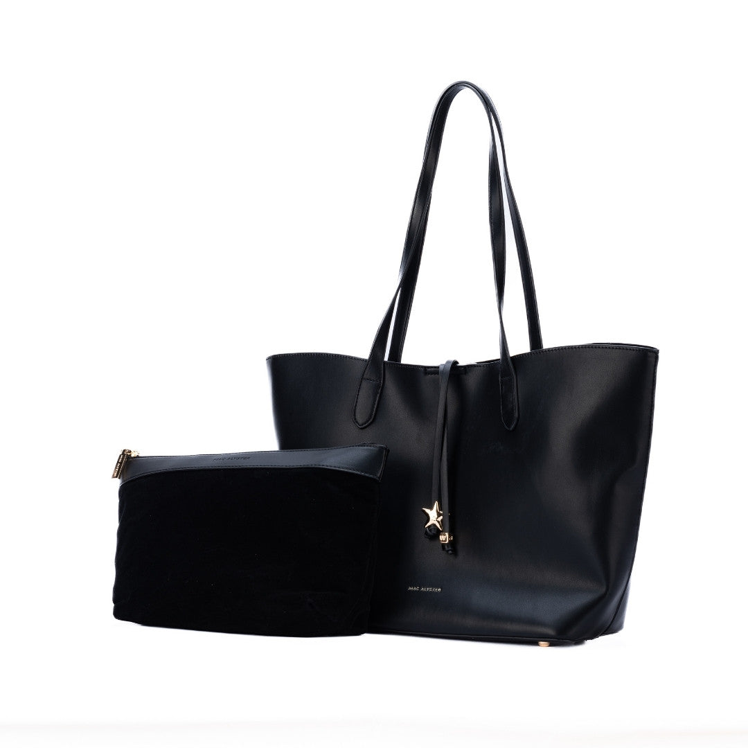 Sac shopping COUTURE en matière synthétique NOIR de trois-quarts