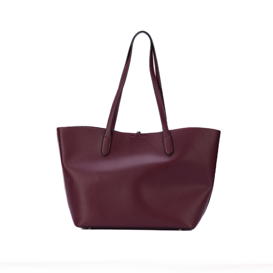 Sac shopping COUTURE en matière synthétique BURGUNDY de dos