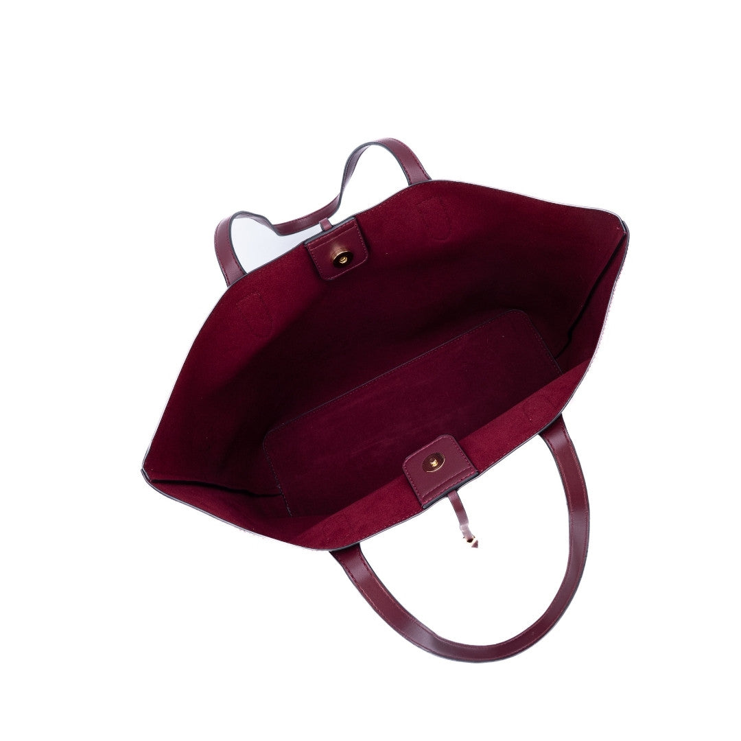 Sac shopping COUTURE en matière synthétique BURGUNDY de haut