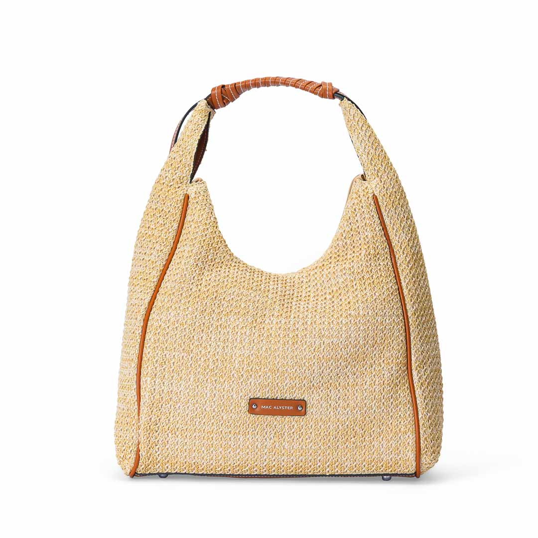 Sac hobo femme Saint-Malo Mac Alyster forme demi-lune porté épaule marron
