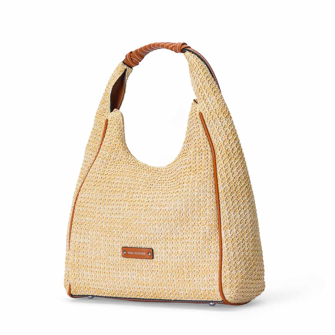Sac hobo femme Saint-Malo Mac Alyster forme demi-lune porté épaule marron