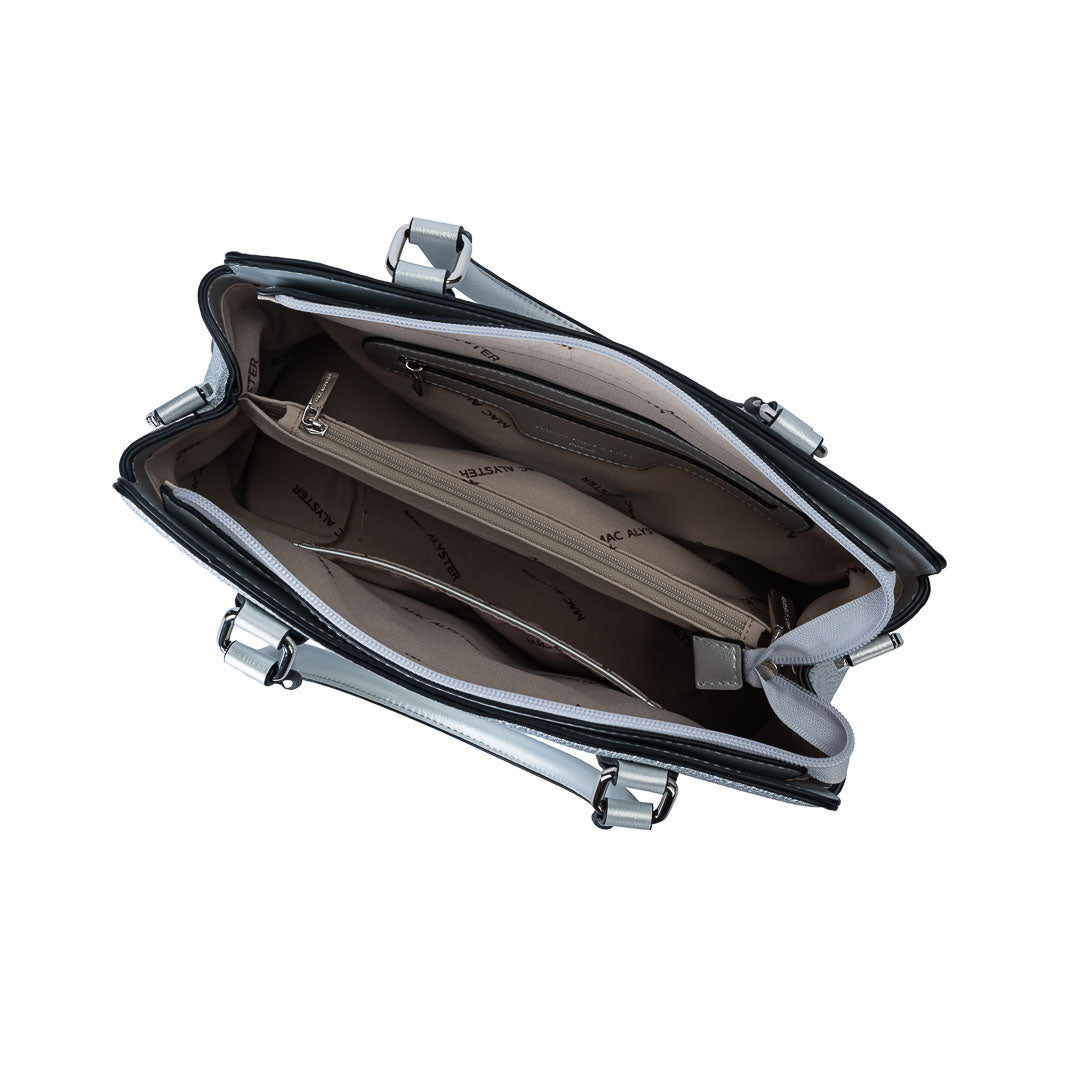 Sac porté main + Bandoulière - CONTRASTE par Mac Alyster Argent