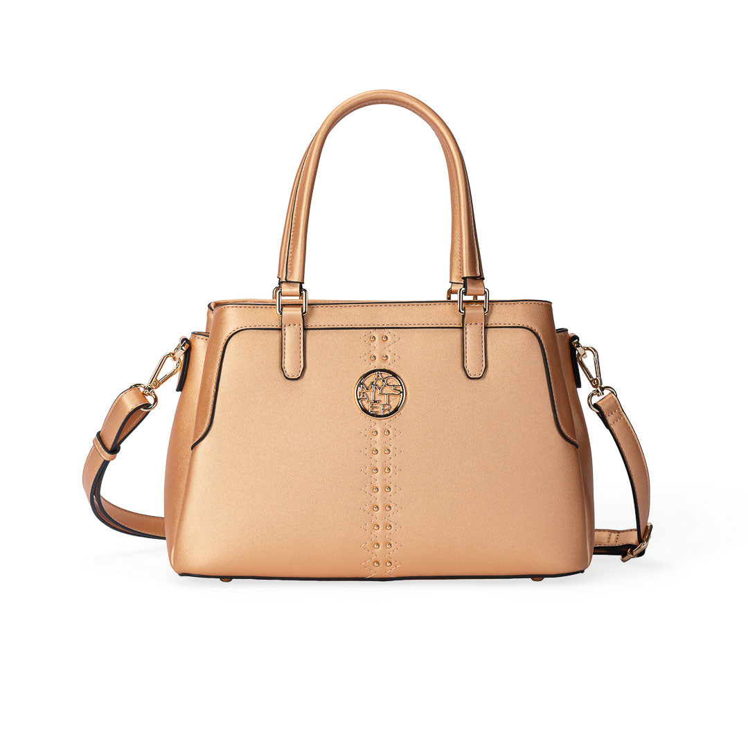 Sac à main TENTATION or rosé par Mac Alyster, vue de face