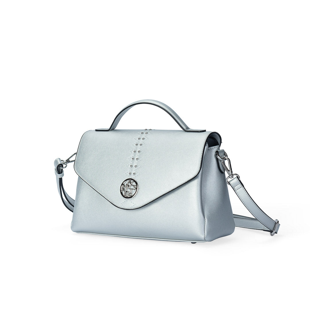 Sac à main TENTATION argent par Mac Alyster, vue de trois-quarts