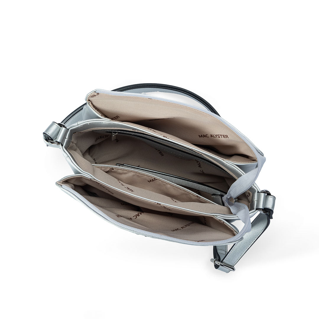 Sac bandoulière TENTATION argent par Mac Alyster, vue intérieur