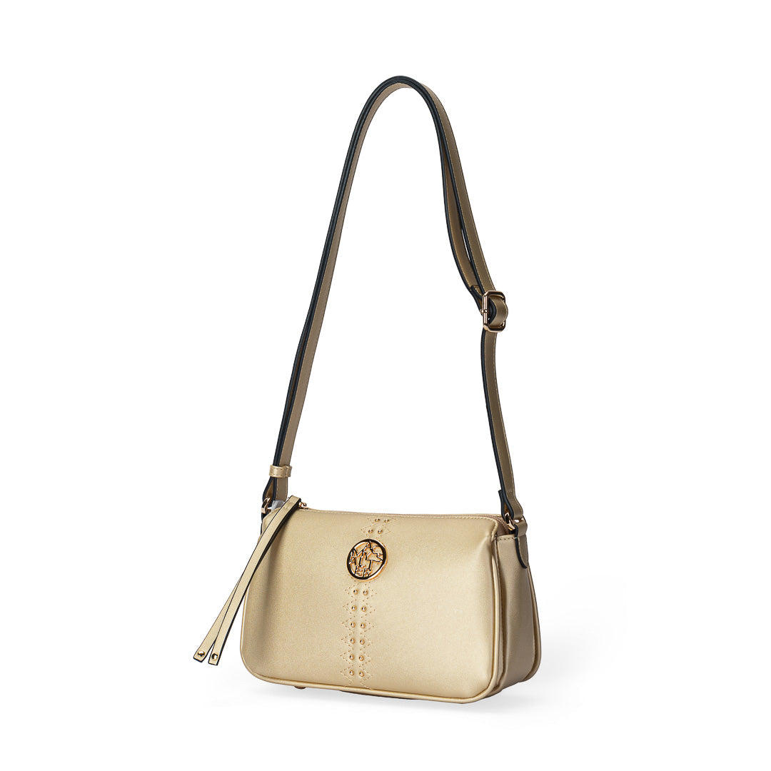 Sac bandoulière TENTATION champagne par Mac Alyster, vue de trois-quarts