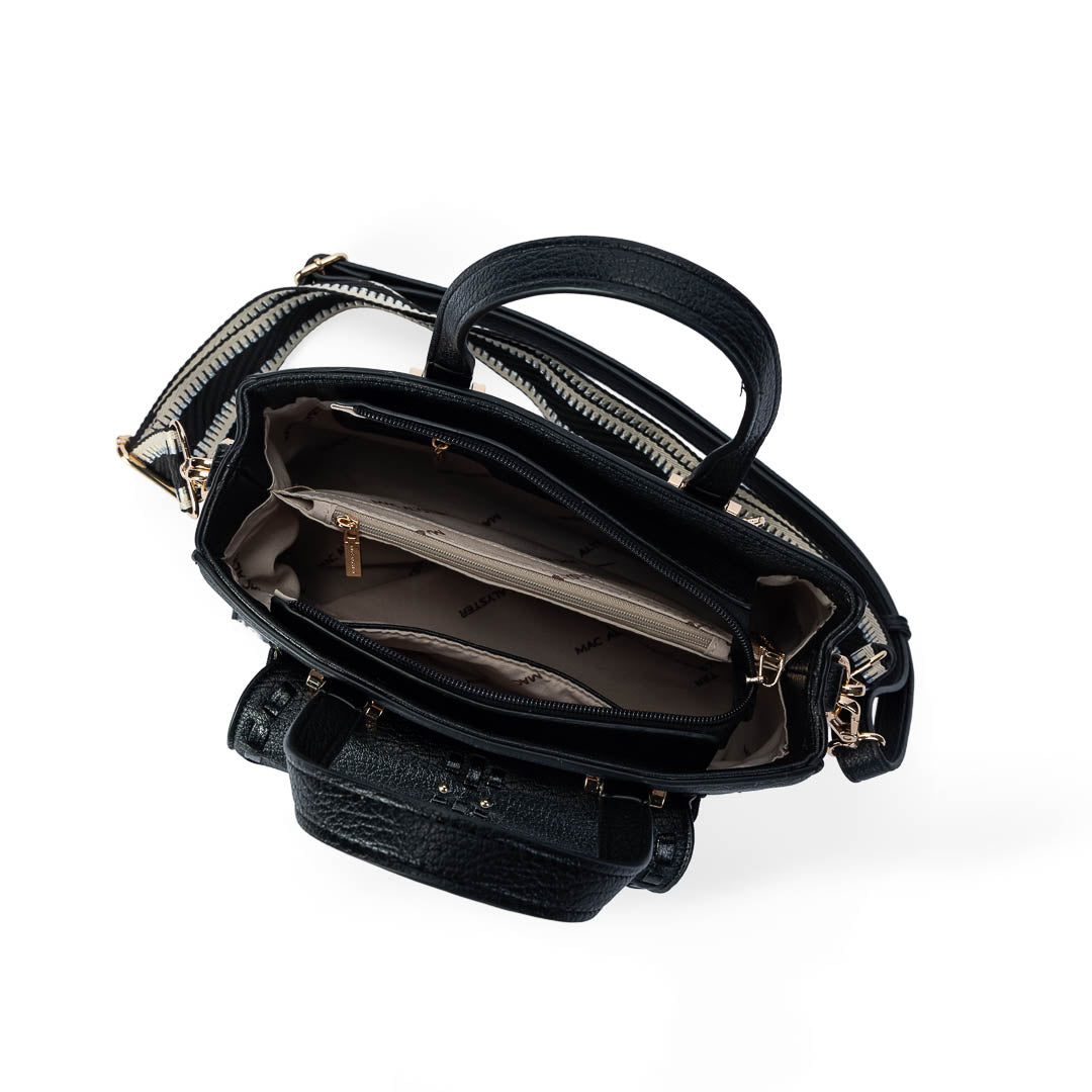 Sac à main Sweet Mac Alyster noir structuré avec poignées et bandoulières amovibles