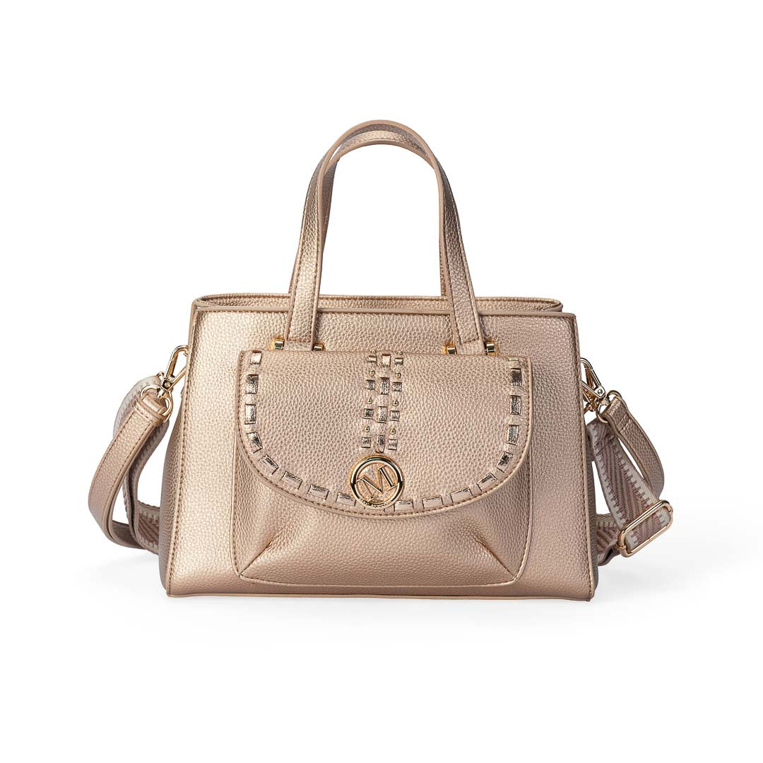 Sac à main Sweet Mac Alyster or rose structuré avec poignées et bandoulières amovibles