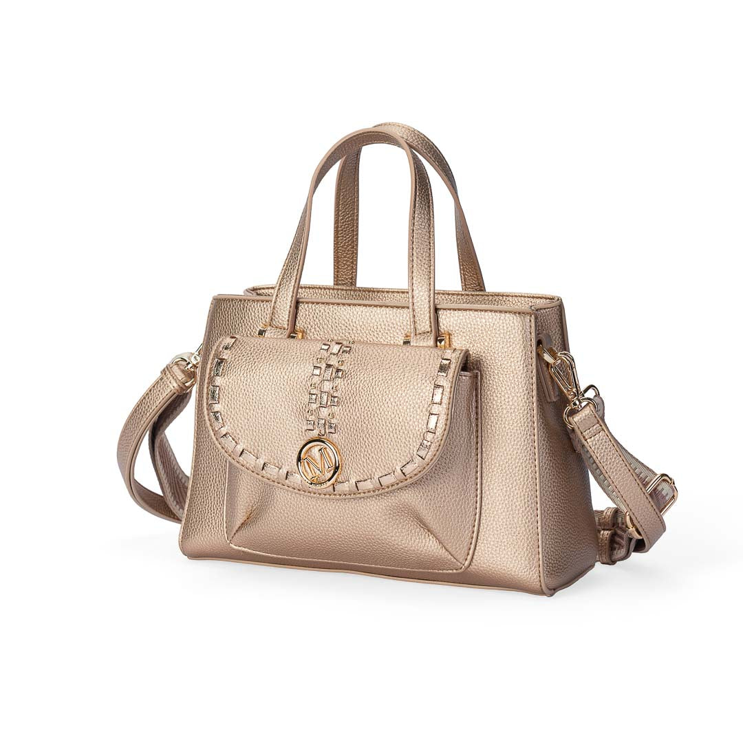 Sac à main Sweet Mac Alyster or rose structuré avec poignées et bandoulières amovibles