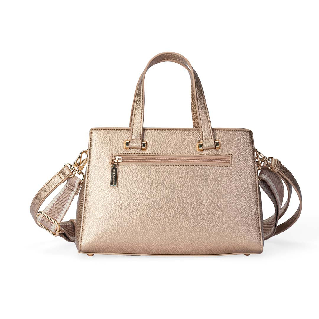 Sac à main Sweet Mac Alyster or rose structuré avec poignées et bandoulières amovibles