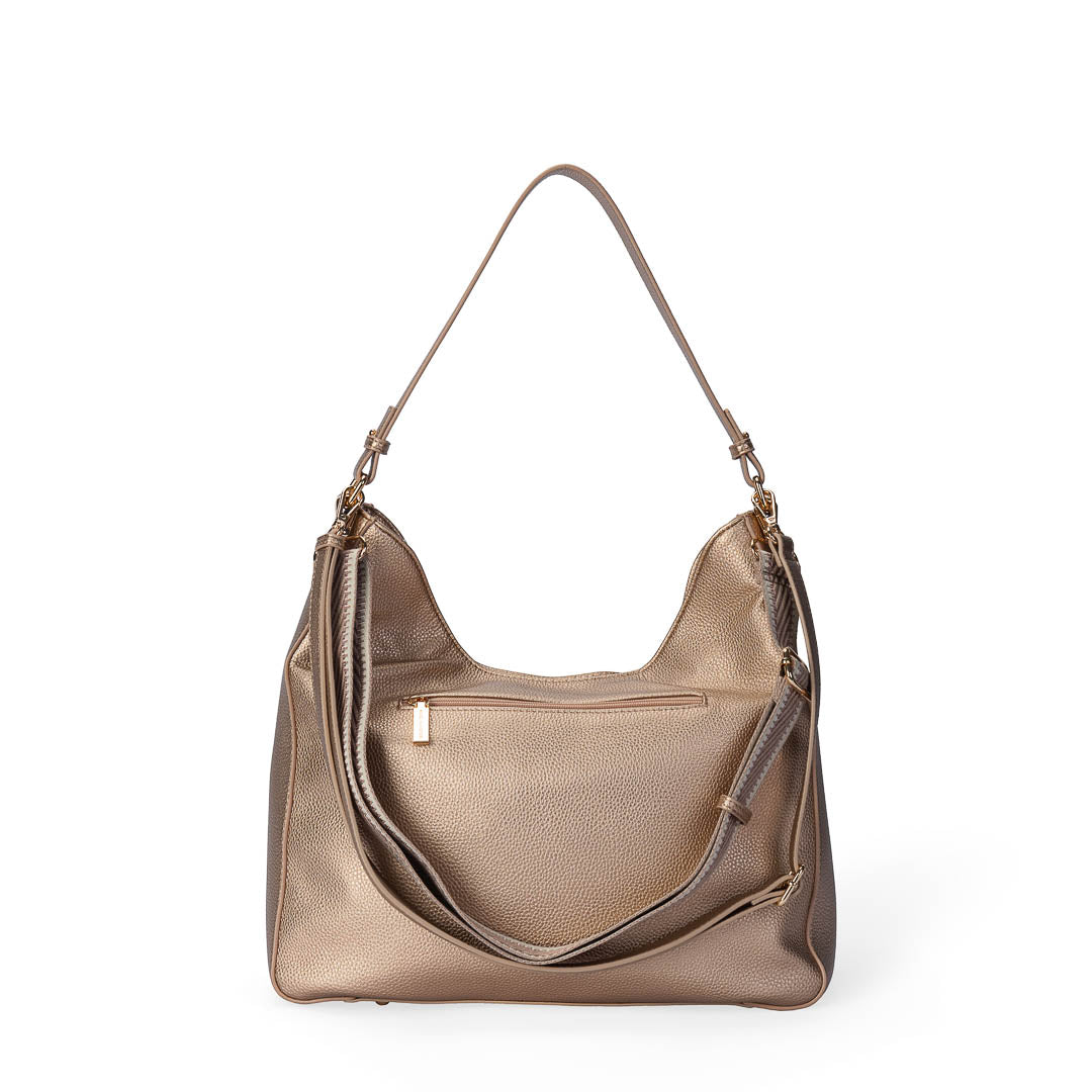 Grand sac besace Sweet Mac Alyster or rose avec bandoulière large et détails dorés