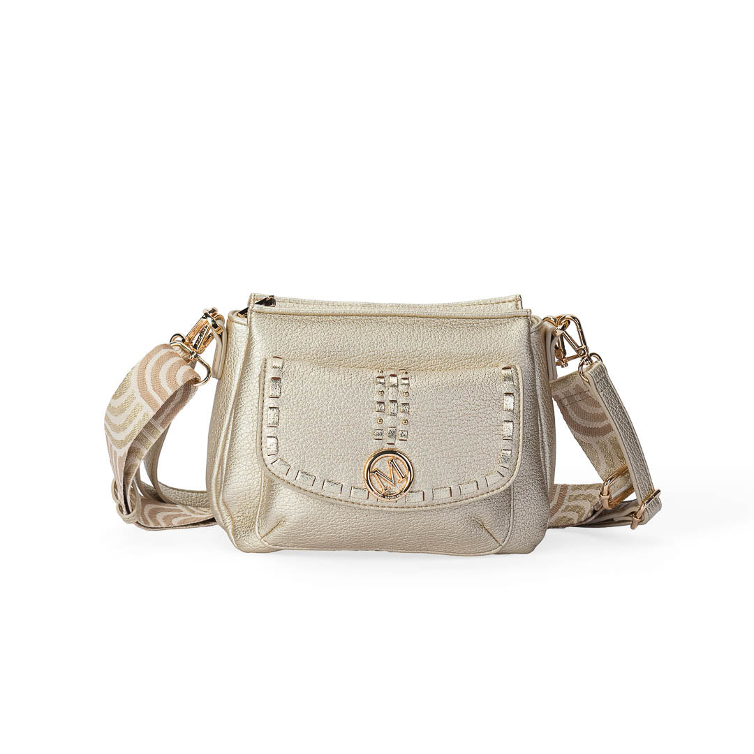 Sac trotteur Sweet Mac Alyster doré se avec bandoulière réglable et détails dorés