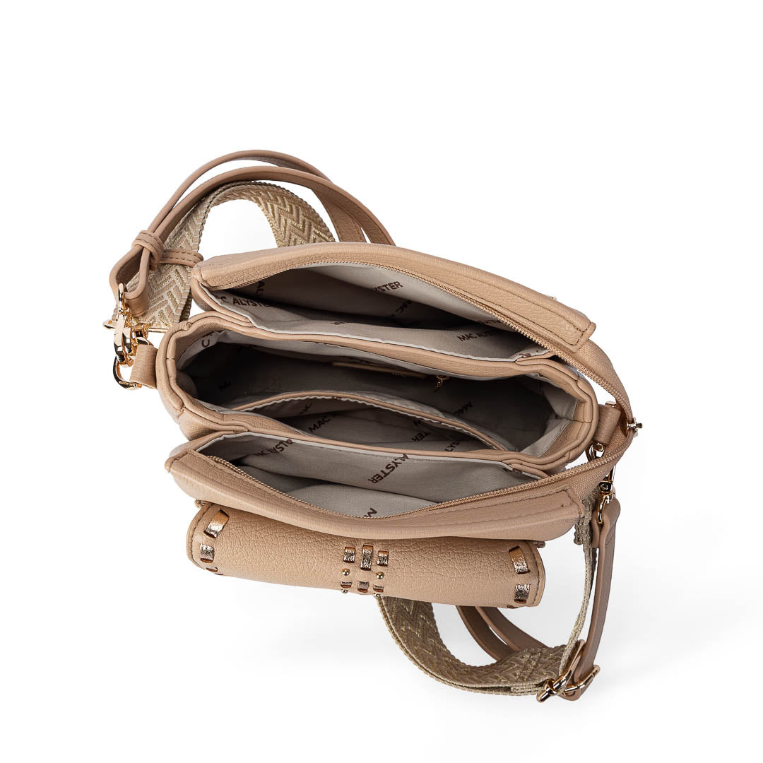 Sac trotteur Sweet Mac Alyster nougat se avec bandoulière réglable et détails dorés