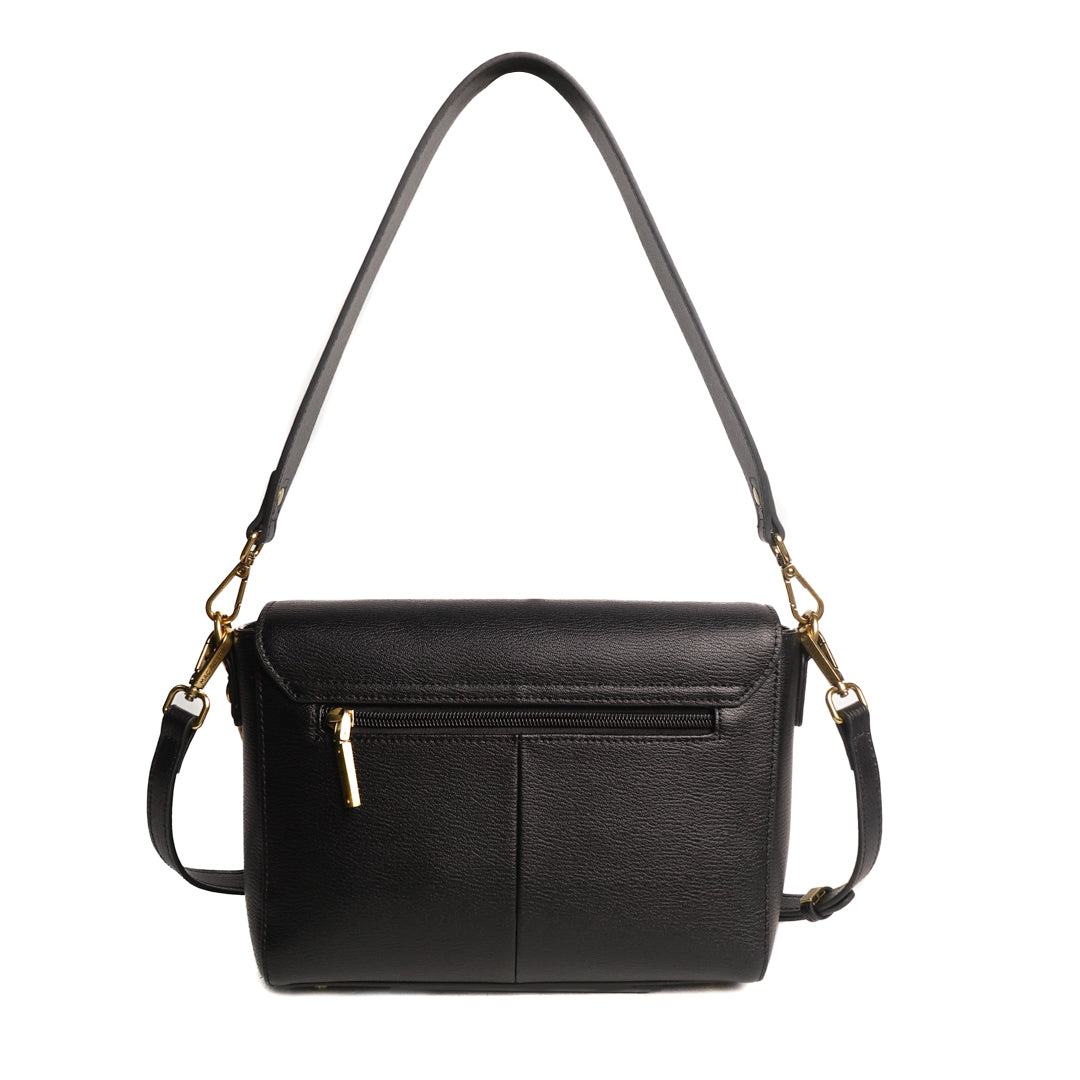 Sac PEPPER BASIC en cuir de vachette NOIR de dos