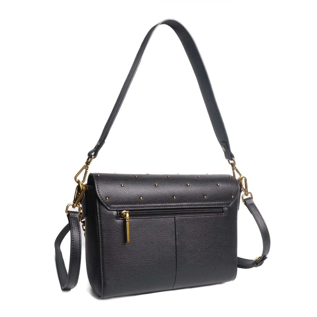 Sac PEPPER CHIC en cuir de vachette noir de dos