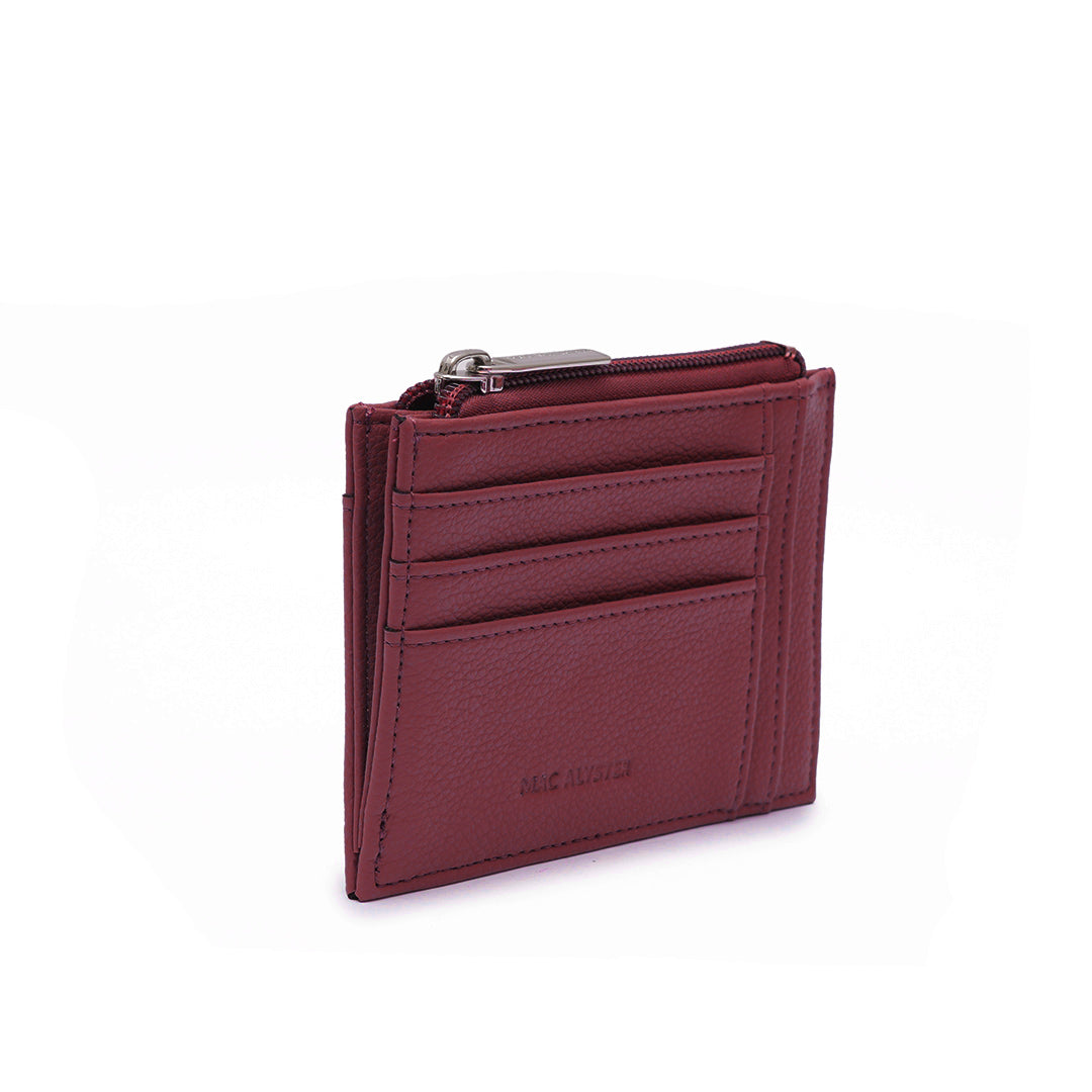 Porte cartes PETITE MAROQUINERIE synthétique CARMIN de trois-quarts