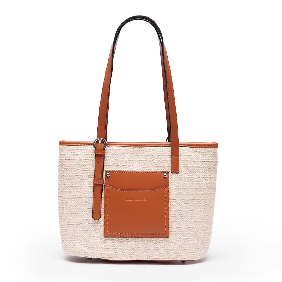 Sac porté épaule Saint Tropez N°2 en paille COGNAC de face